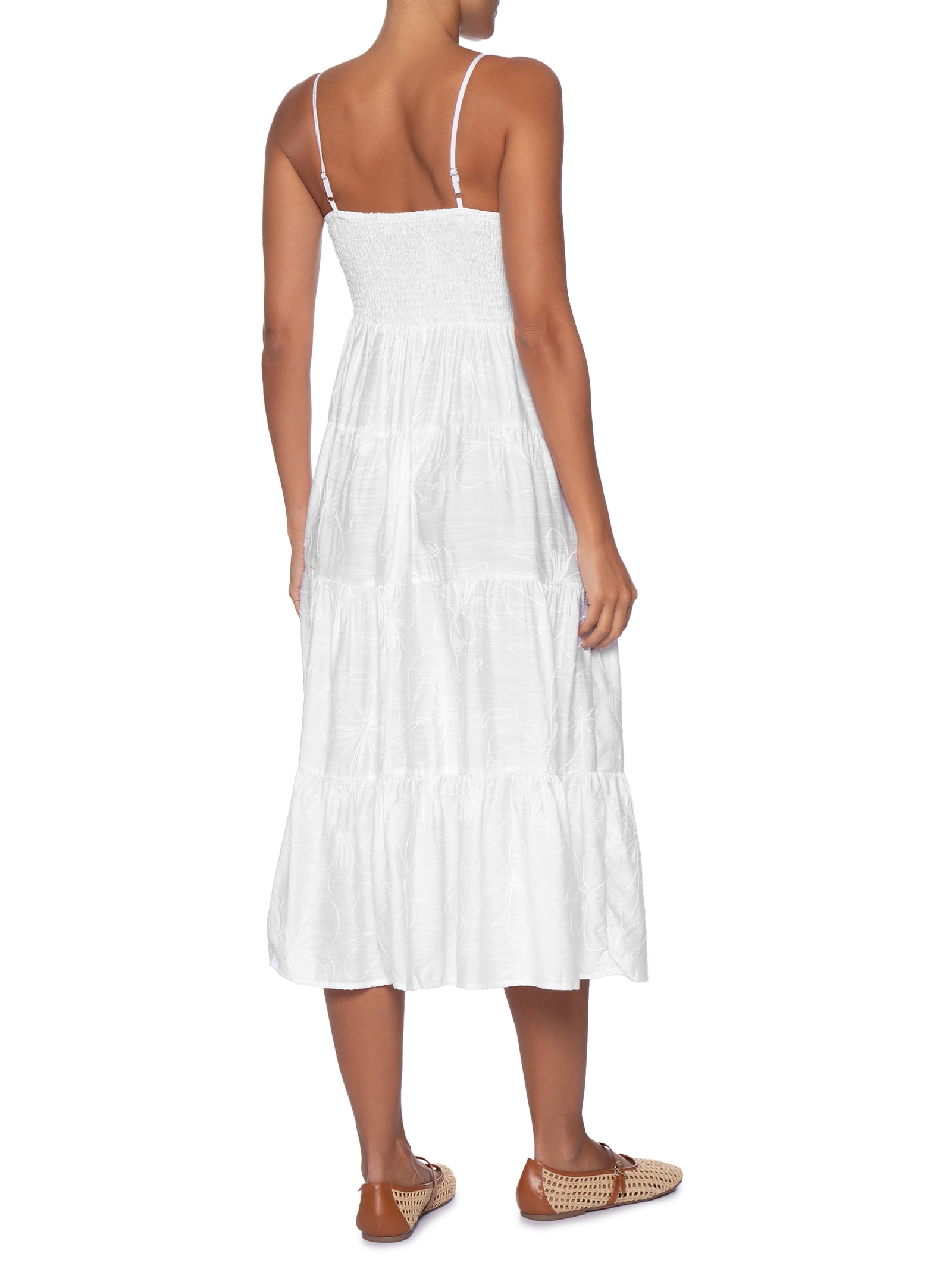 Vestido Midi Marias Bordado Branco Basiq