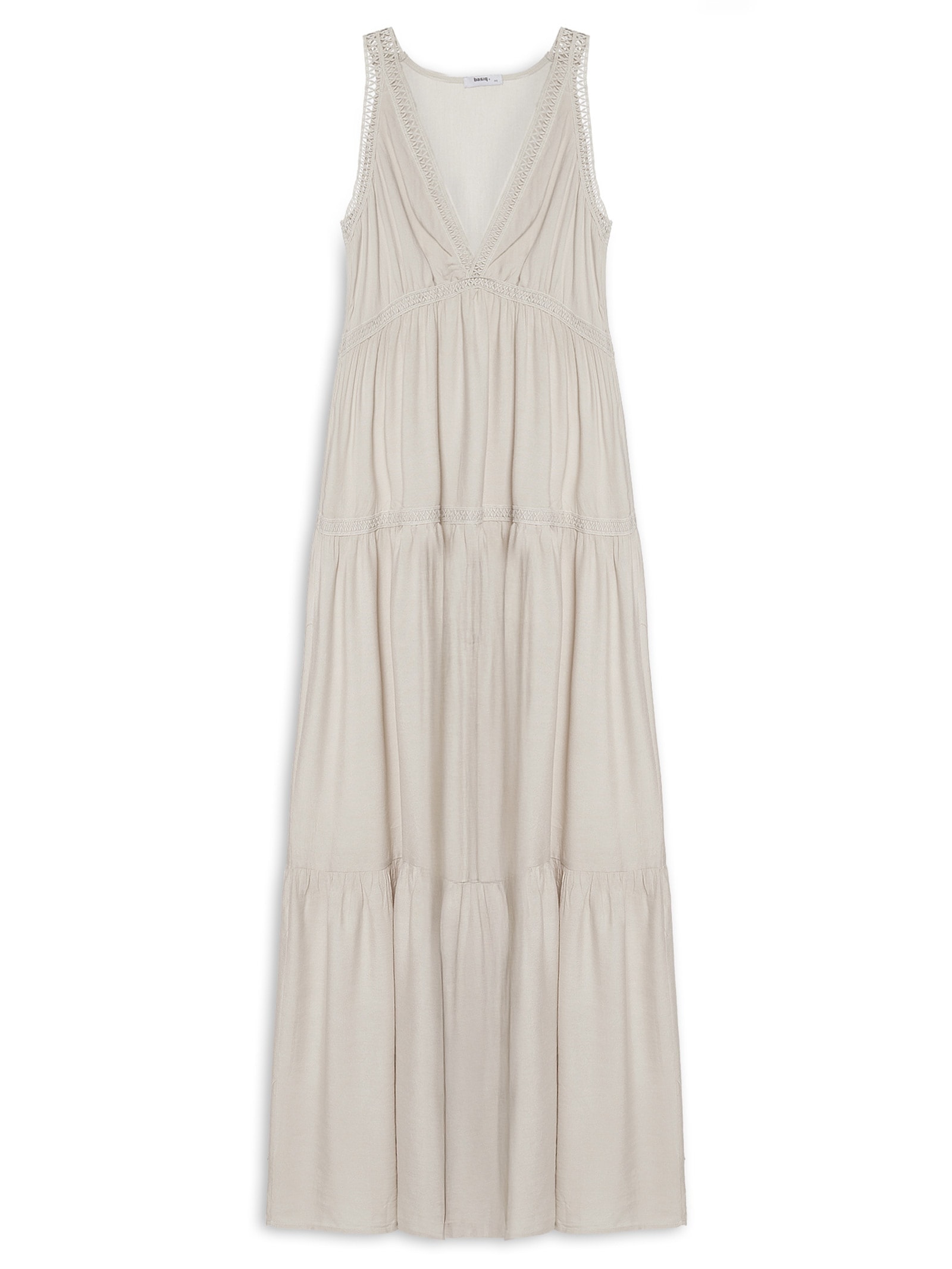 Vestido Midi Marias Com Detalhe Bege Basiq