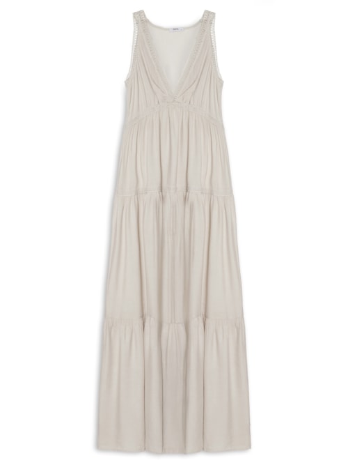 Vestido Midi Marias Com Detalhe - Bege