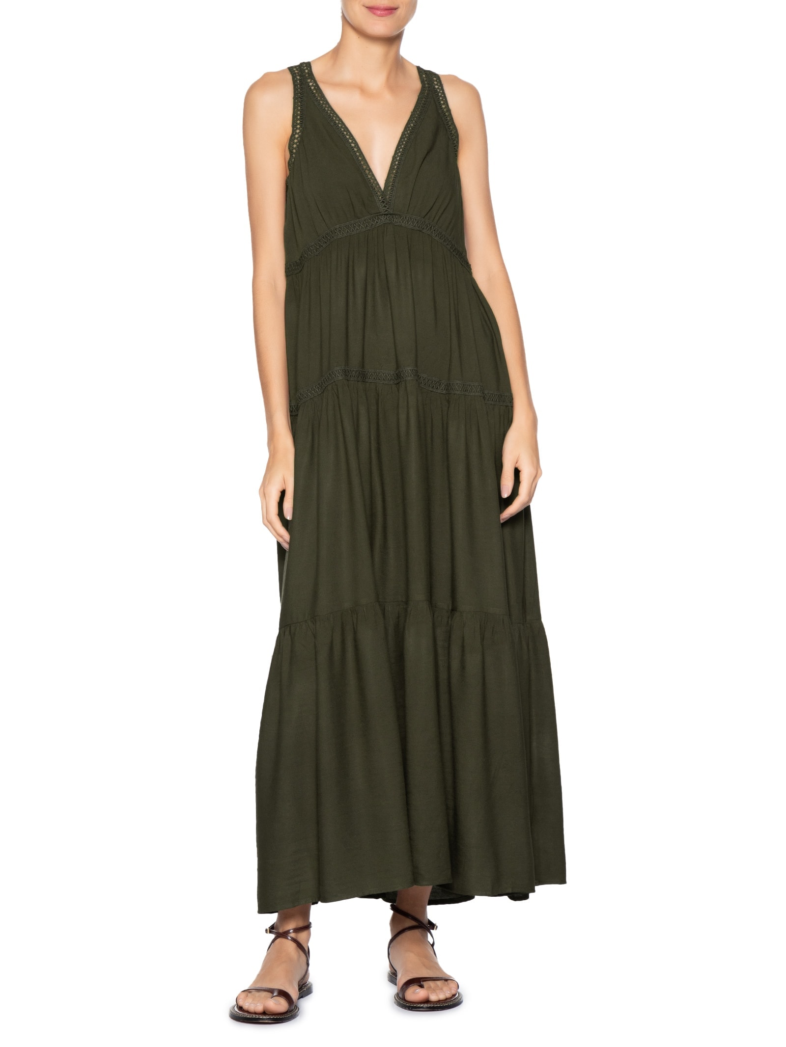 Vestido Midi Marias Com Detalhe Marrom Basiq