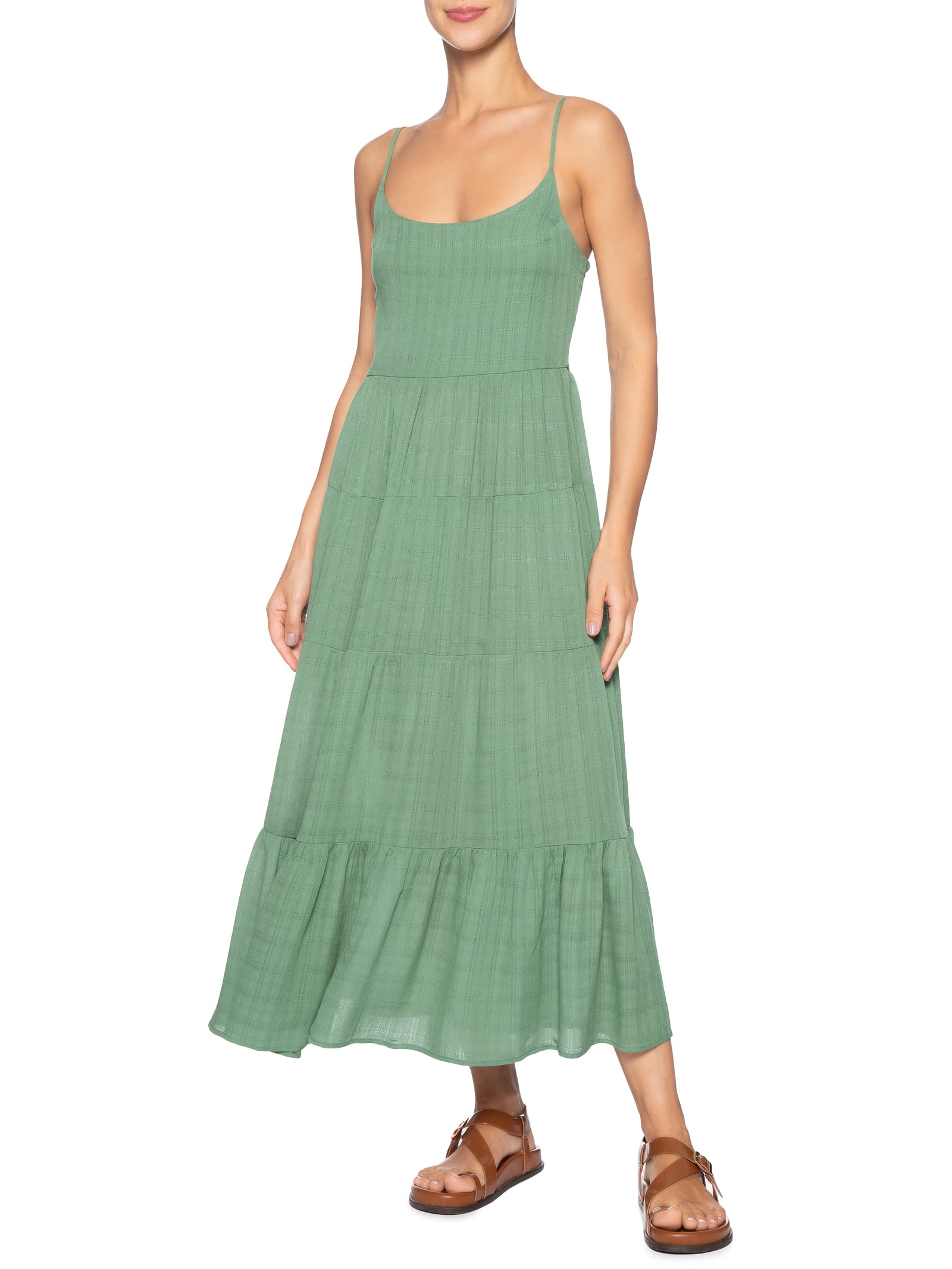 Vestido Midi Marias De Alça Verde Basiq