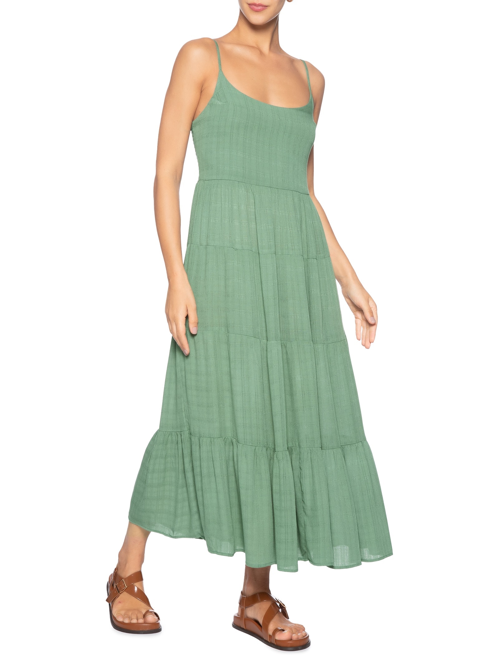 Vestido Midi Marias De Alça Verde Basiq