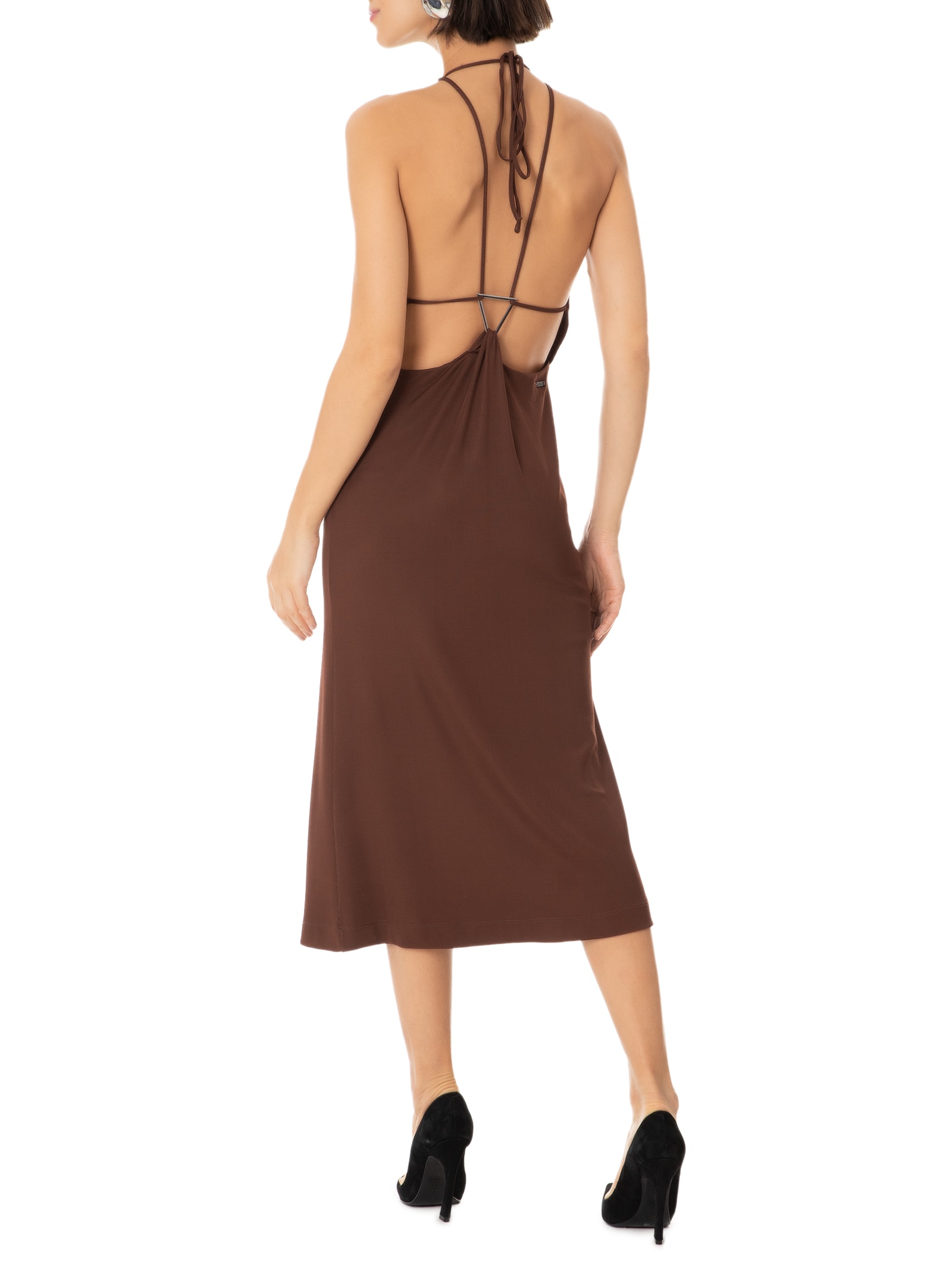Vestido Midi Marrom Colcci