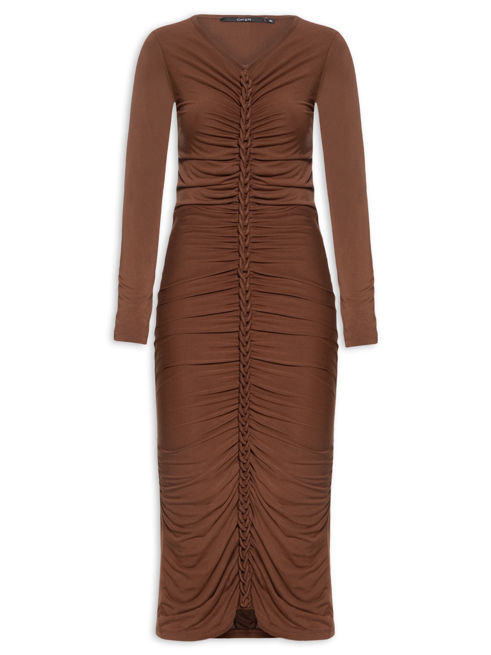 Vestido Midi Marrom Open