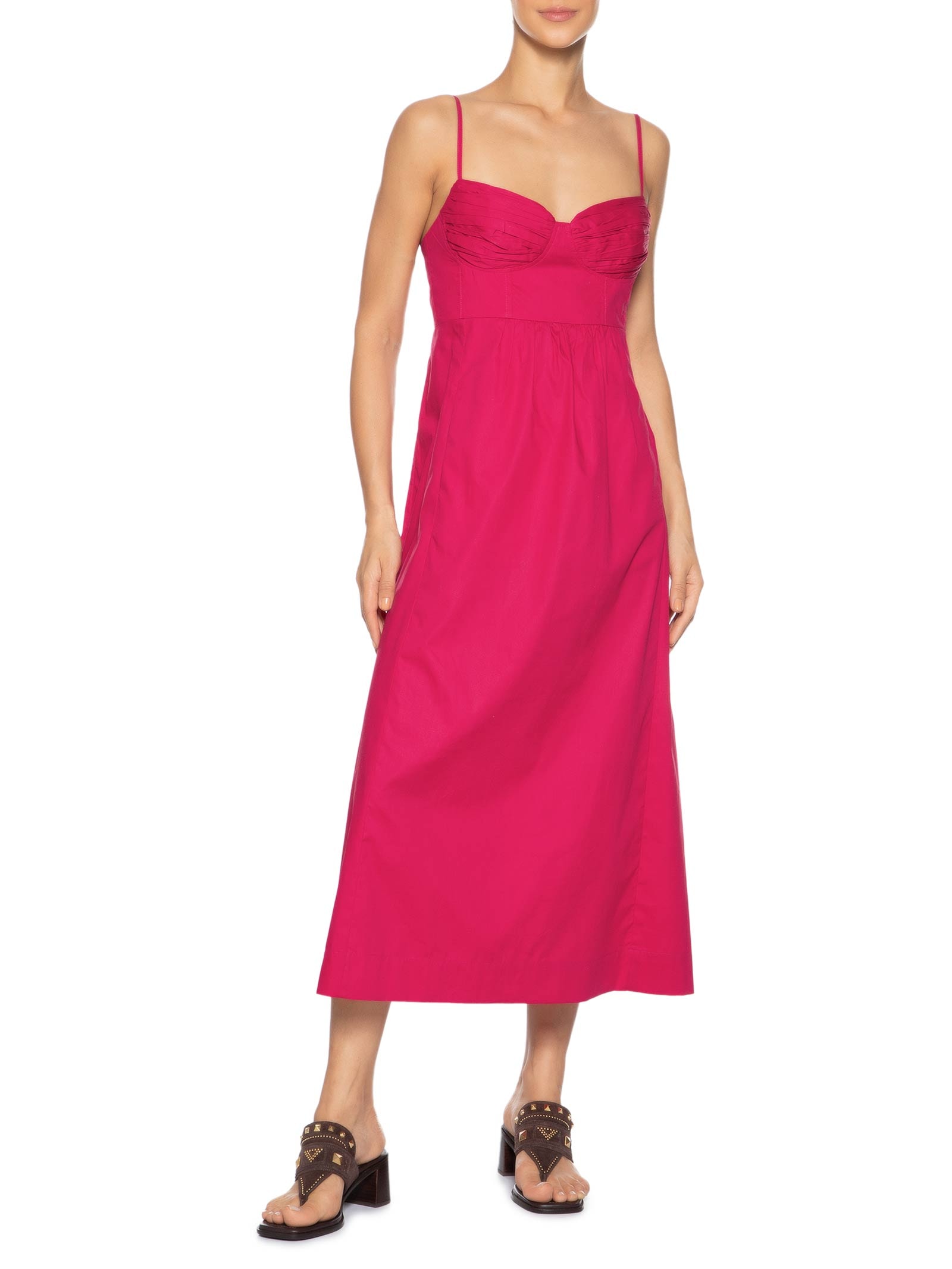 Vestido Midi Meia Taça Franzido Vermelho Animale