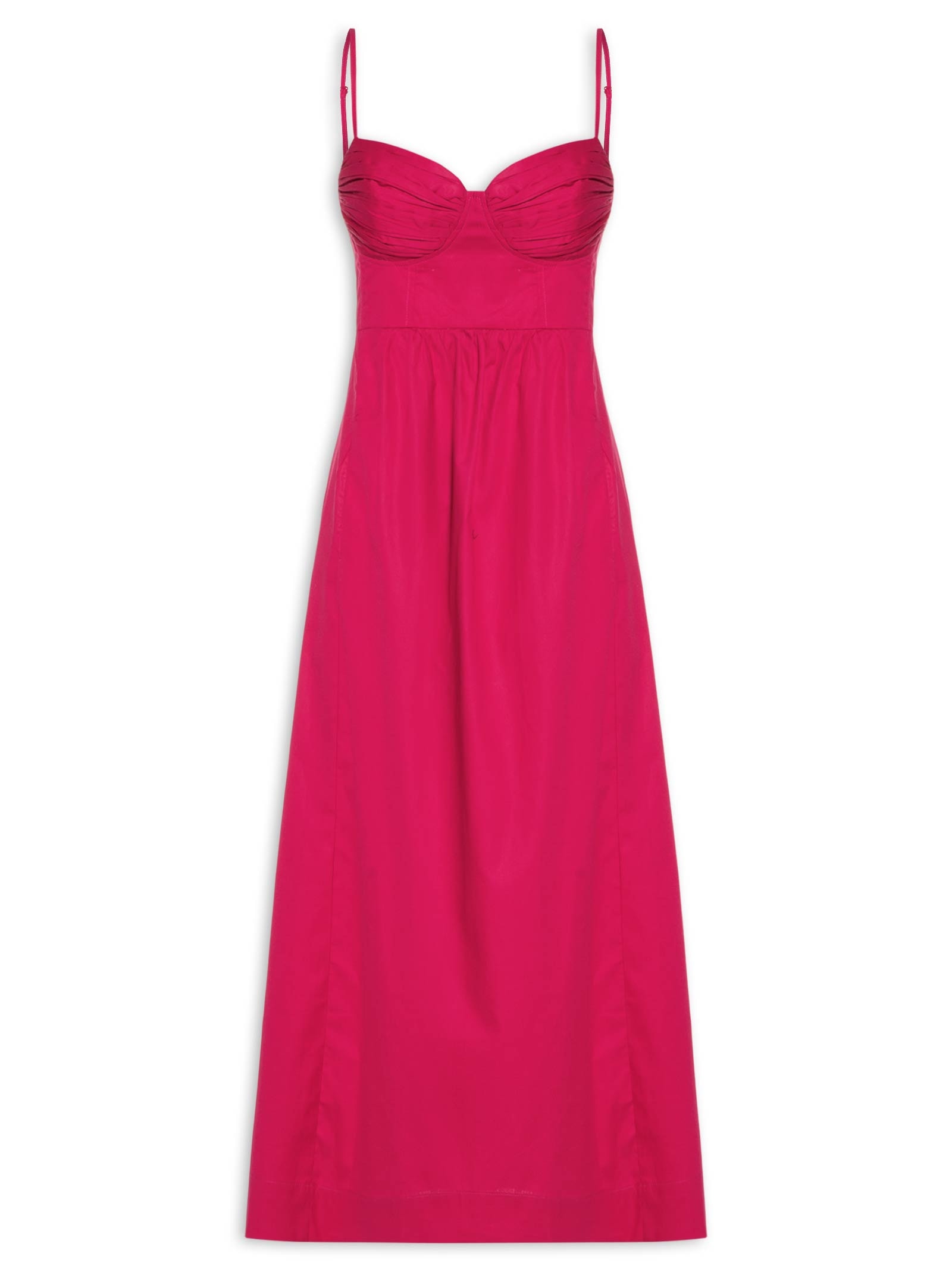 Vestido Midi Meia Taça Franzido Vermelho Animale