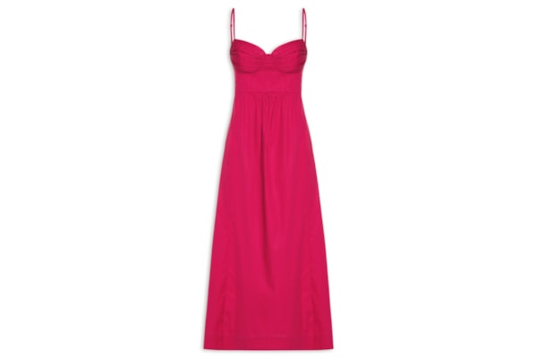 Vestido Midi Meia Taça Franzido - Vermelho
