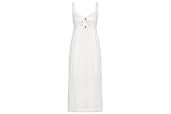 Vestido Midi Metais Decote - Branco
