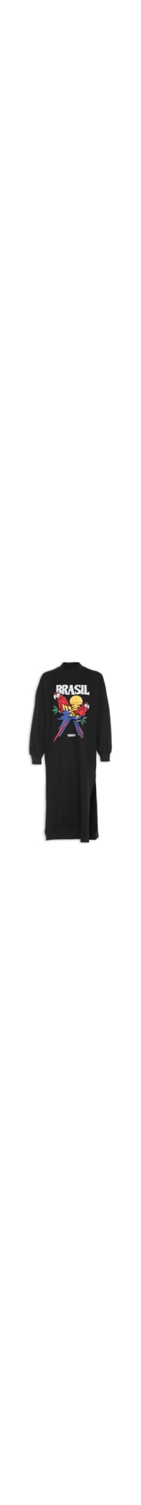 Vestido Midi Moletom Brasil - Preto