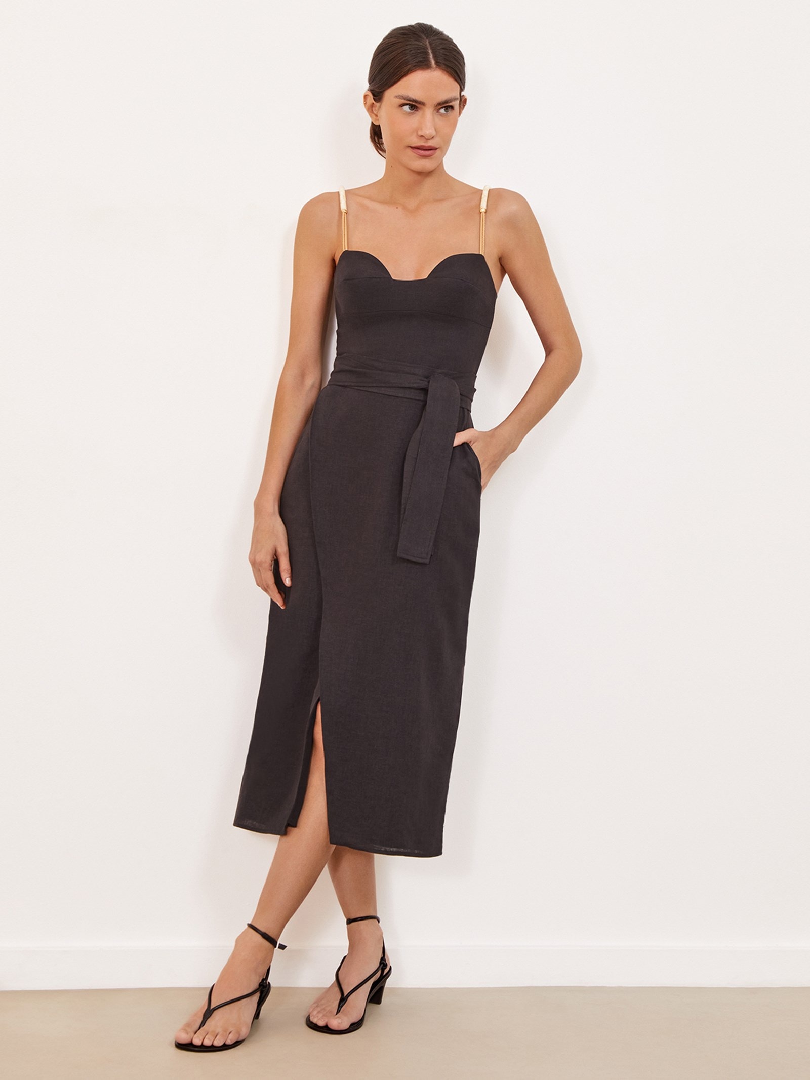 Vestido Midi Nila Detalhe - Preto - Vix