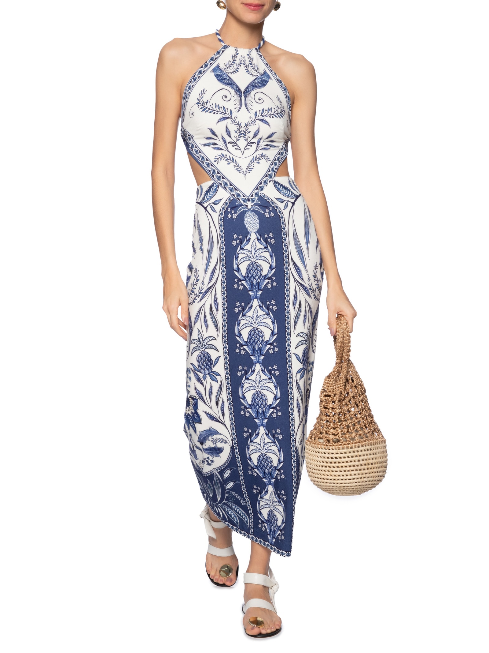 Vestido Midi Nina Branco Farm