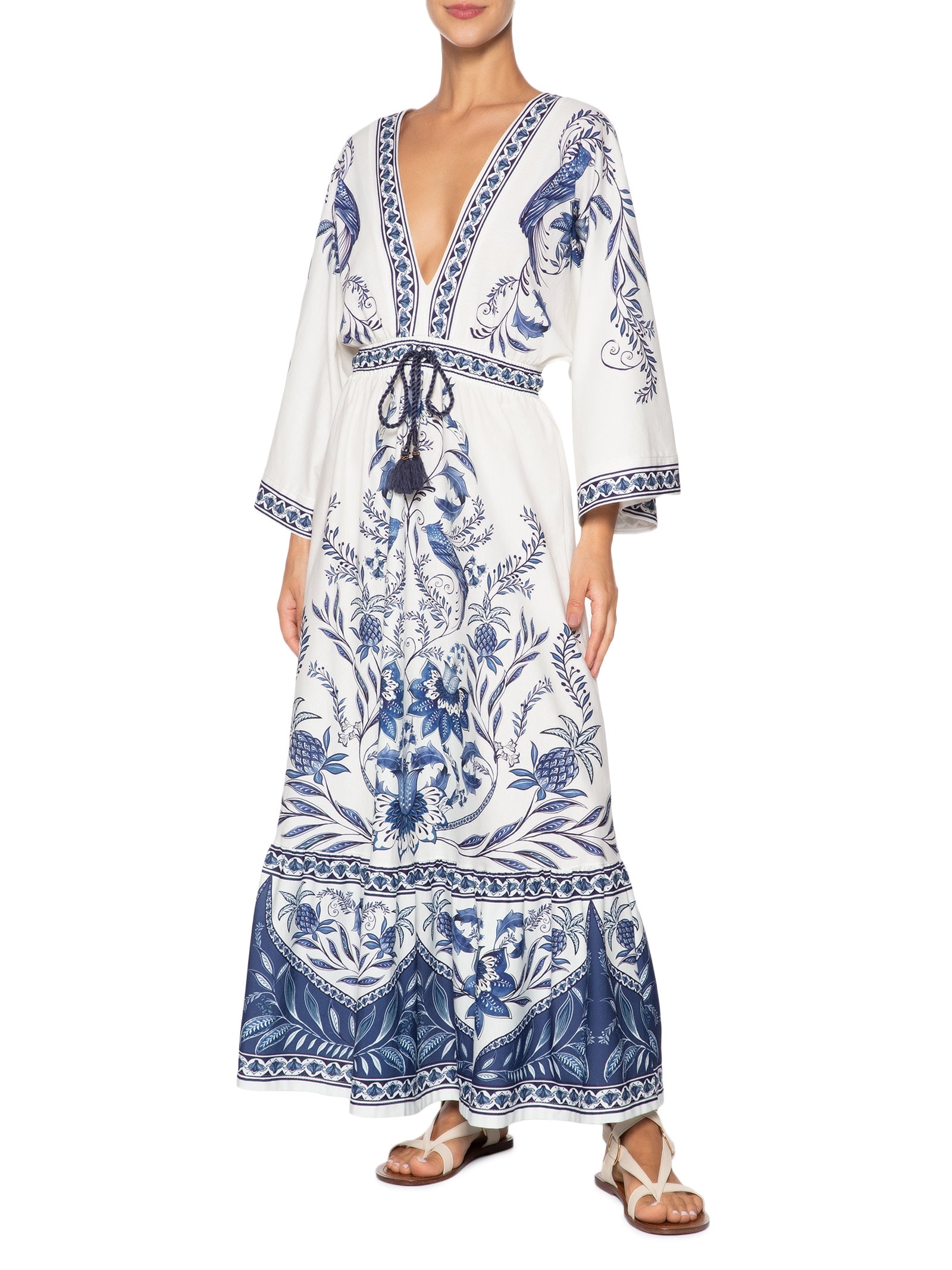 Vestido Midi Nina Branco Farm