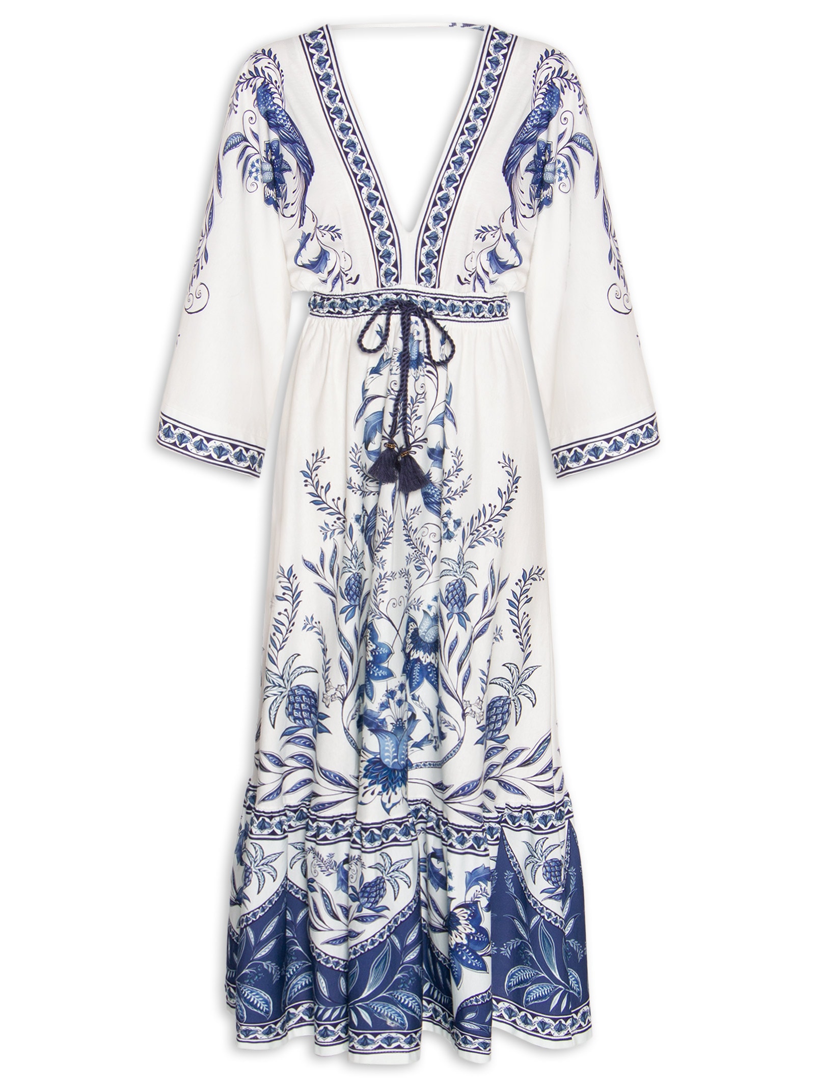 Vestido Midi Nina Branco Farm