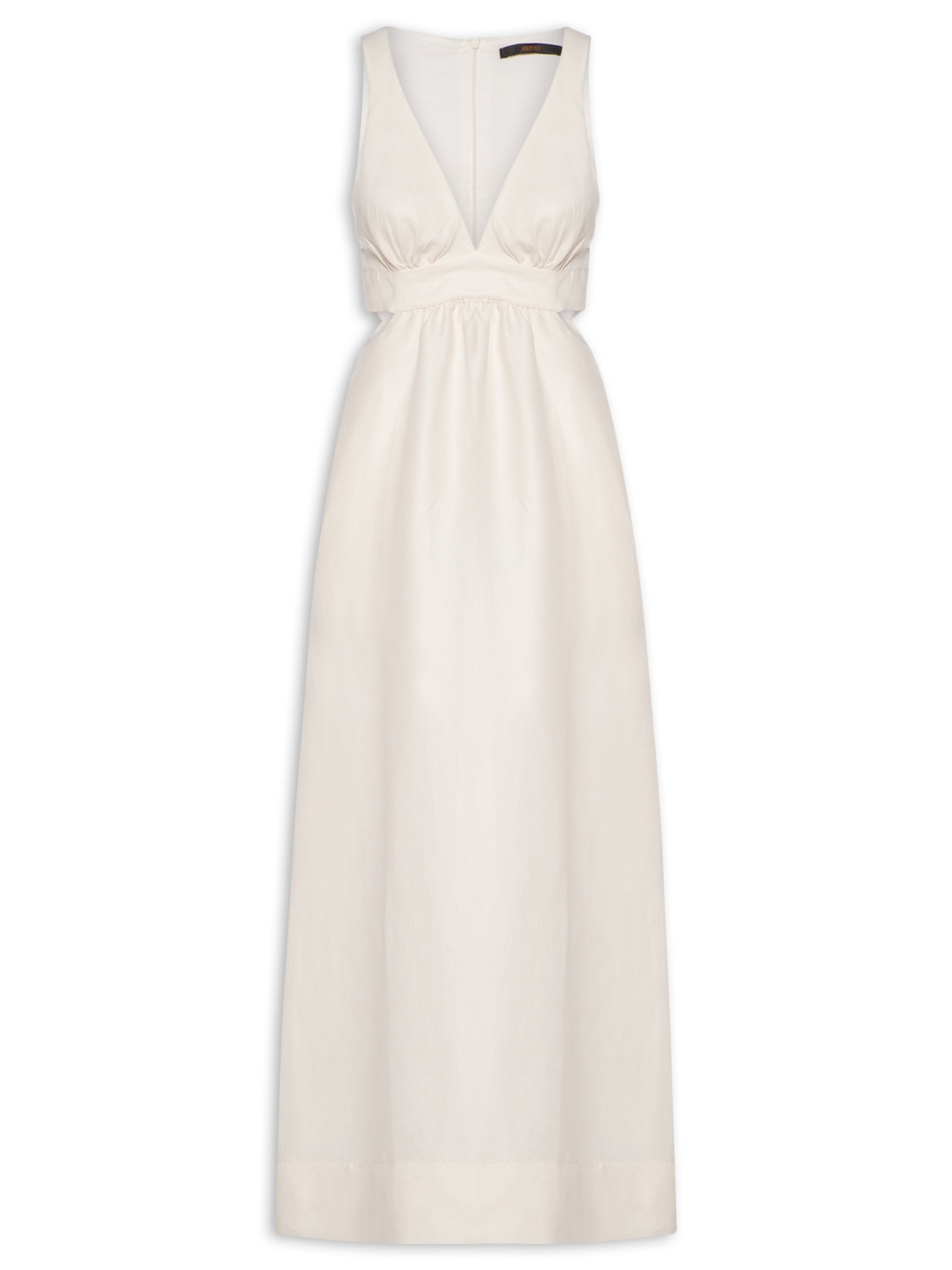 Vestido Midi Off White Recortes  Branco Animale