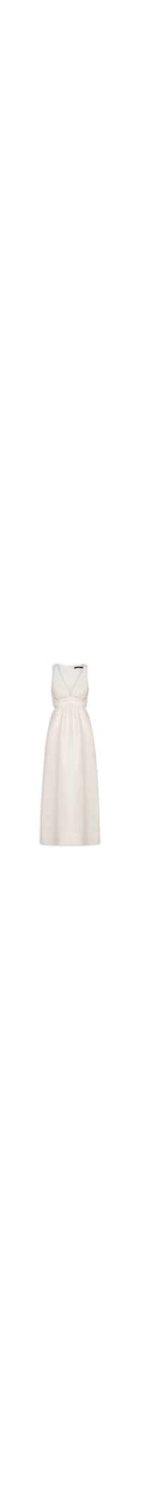 Vestido Midi Off White Recortes - Branco