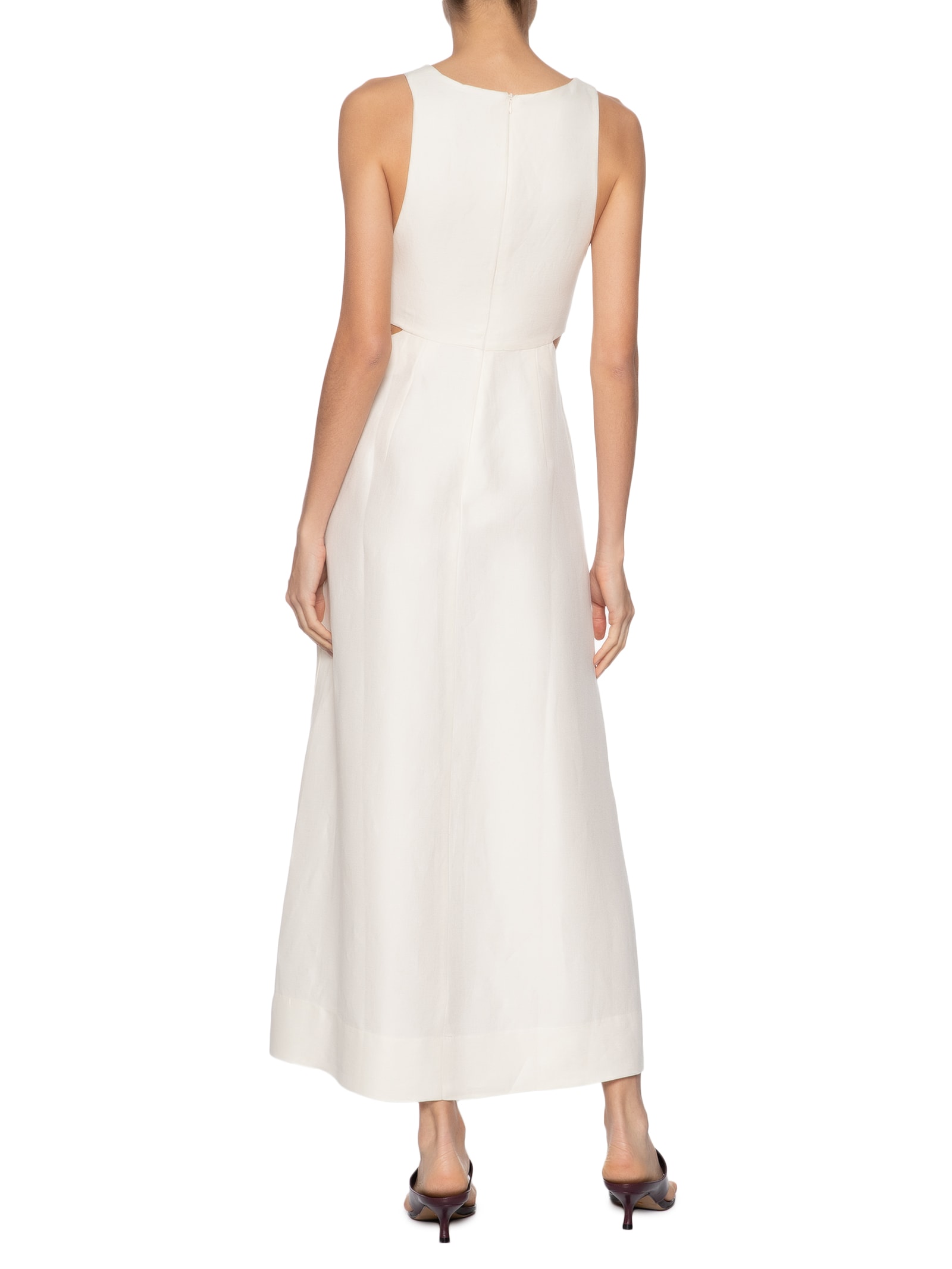 Vestido Midi Off White Recortes  Branco Animale