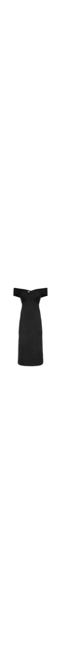 Vestido Midi Ombro À Ombro Textura - Preto