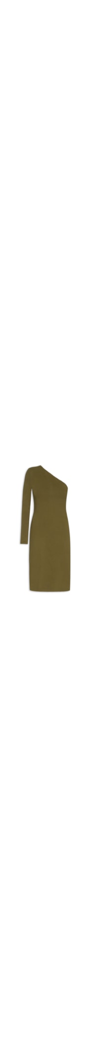 Vestido Midi Ombro Único De Malha Pesada - Verde