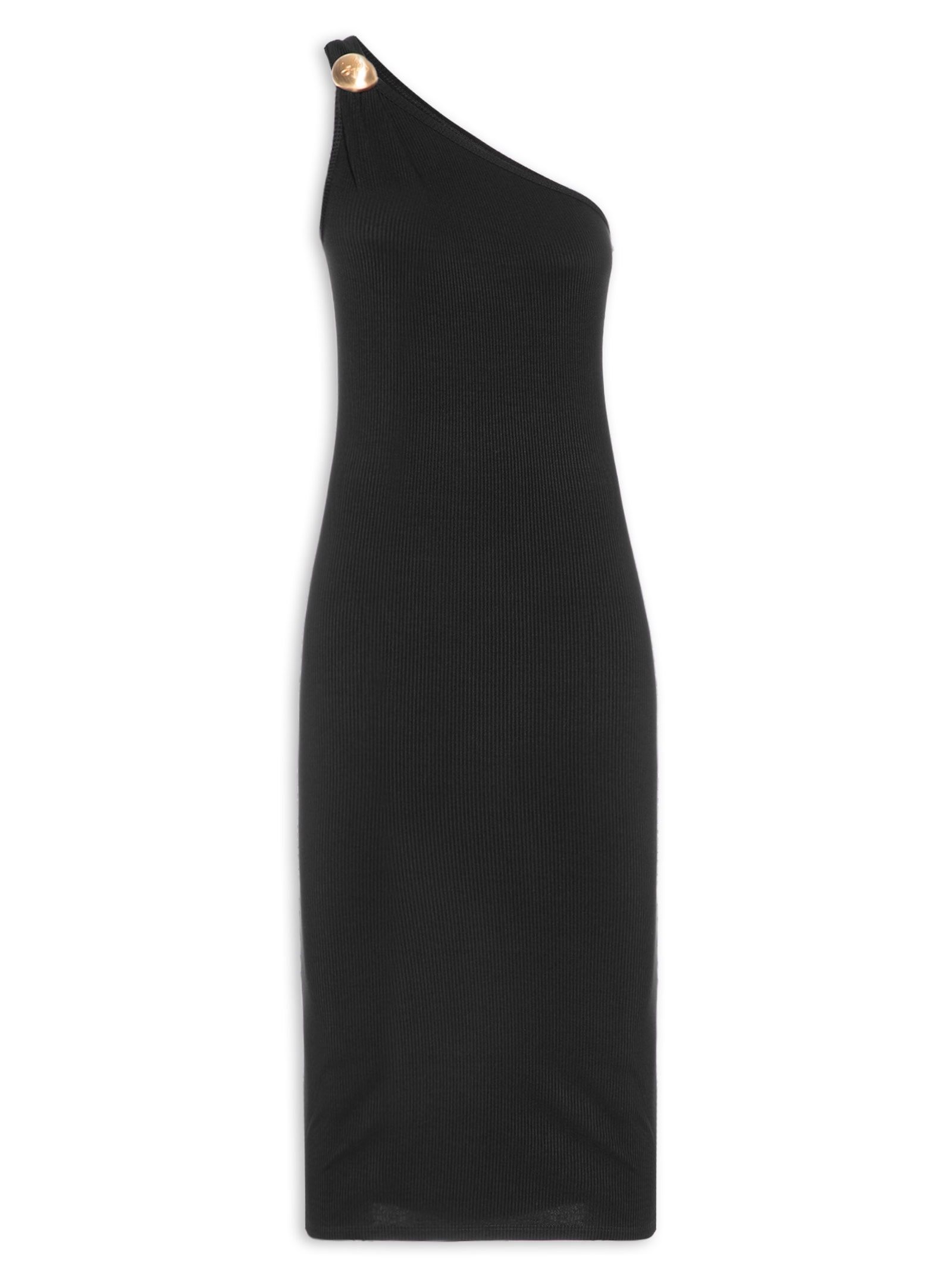 Vestido Midi Ombro Único Preto Lança Perfume