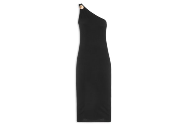 Vestido Midi Ombro Único - Preto