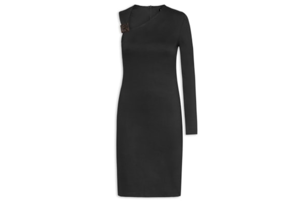 Vestido Midi Ombro Único - Preto