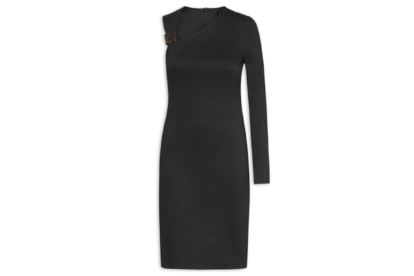 Vestido Midi Ombro Único - Preto