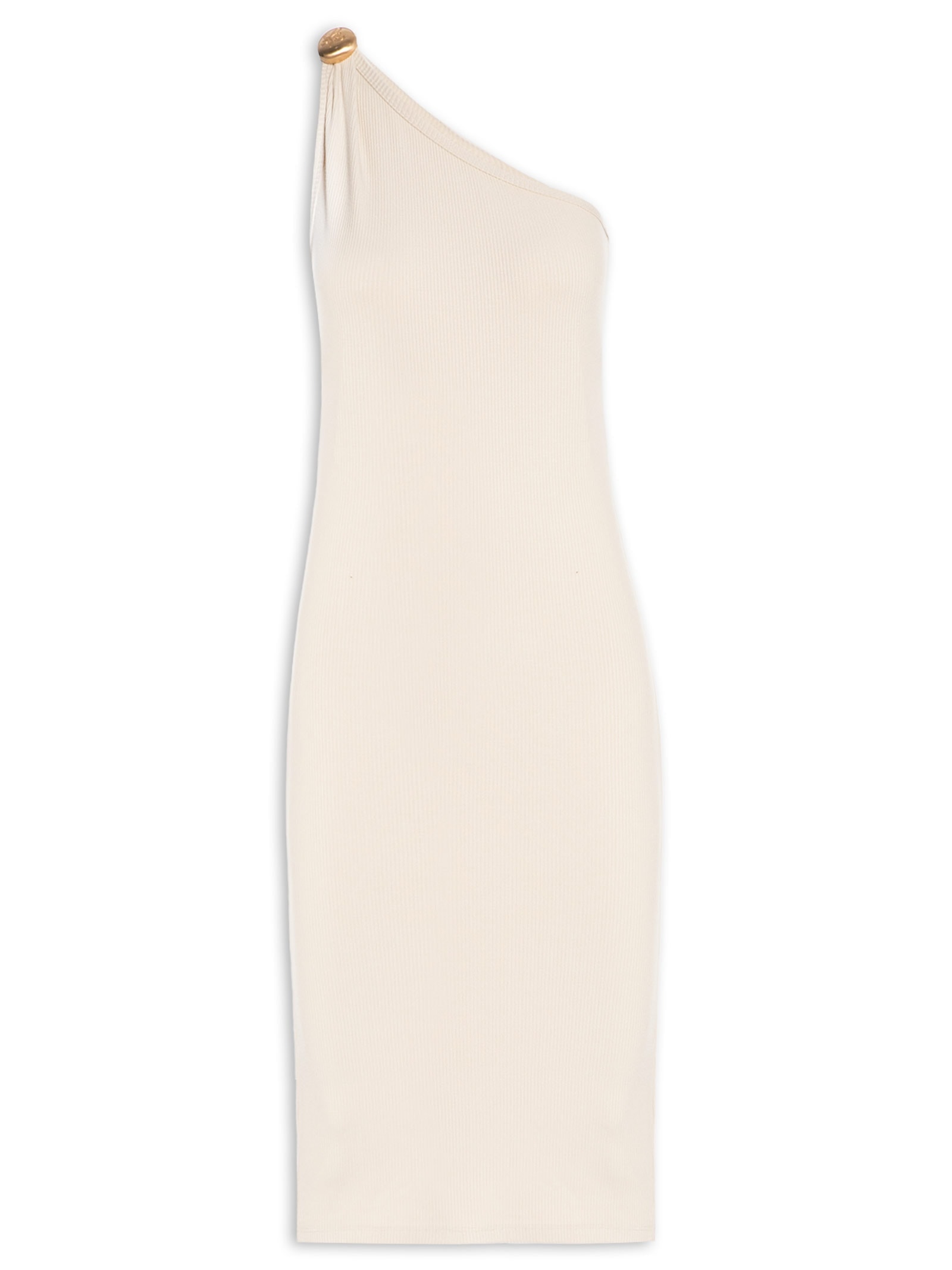 Vestido Midi Ombro Único – Bege Lança Perfume