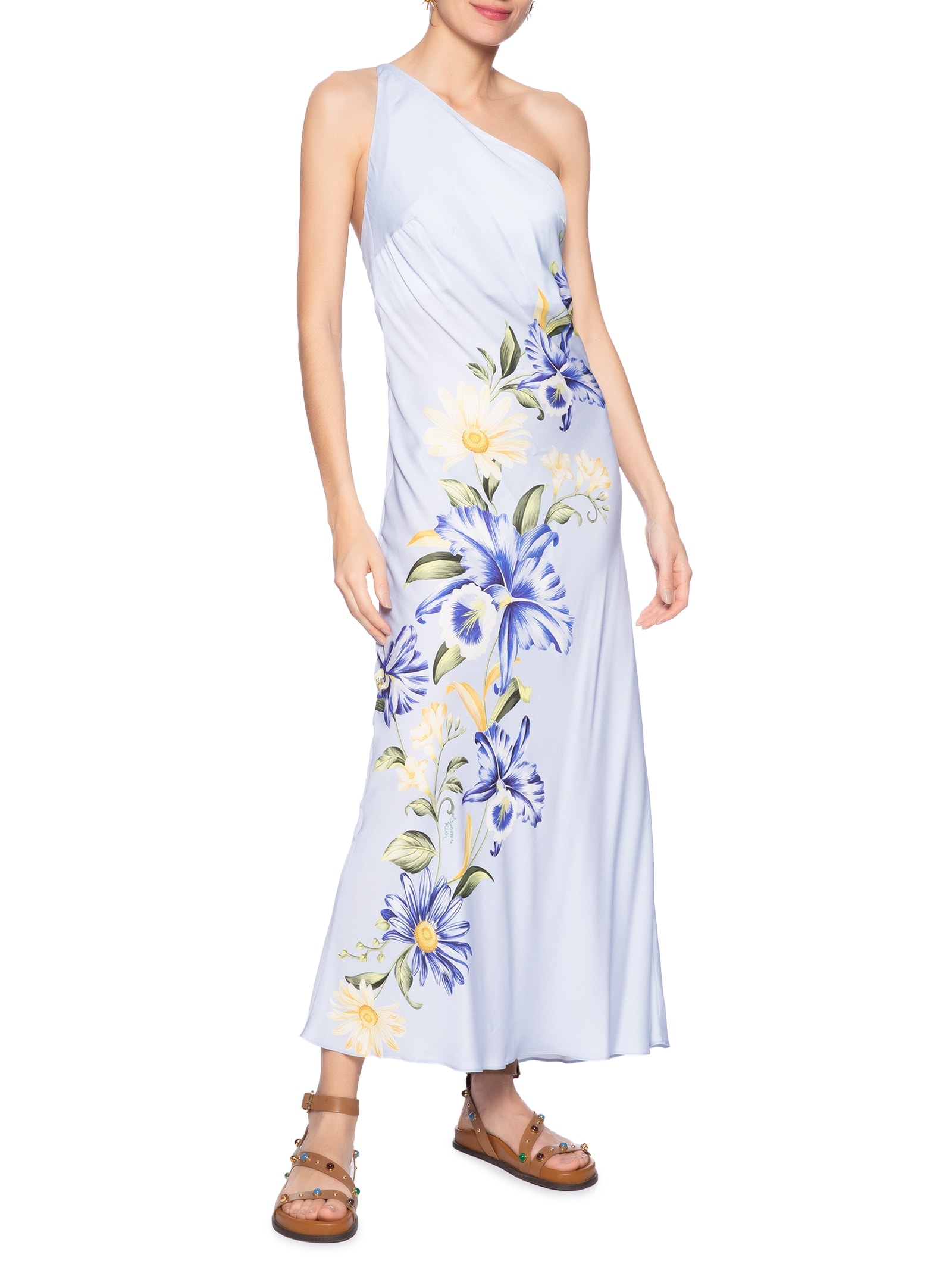 Vestido Midi Orquidário Azul Farm