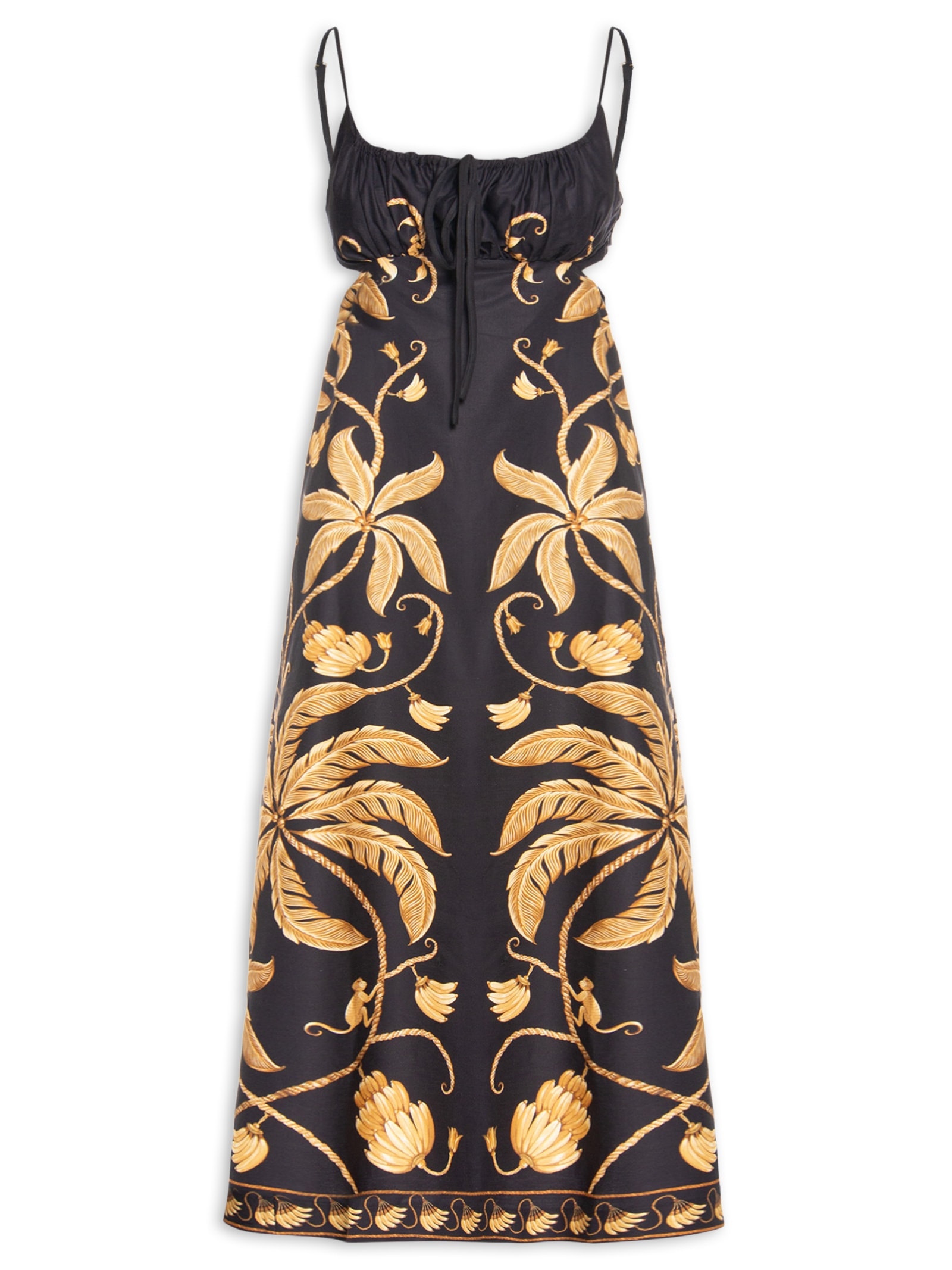 Vestido Midi Ourinho Tropical Preto Farm