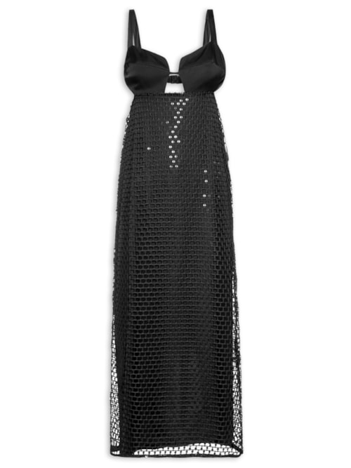 Vestido Midi Paetê - Preto