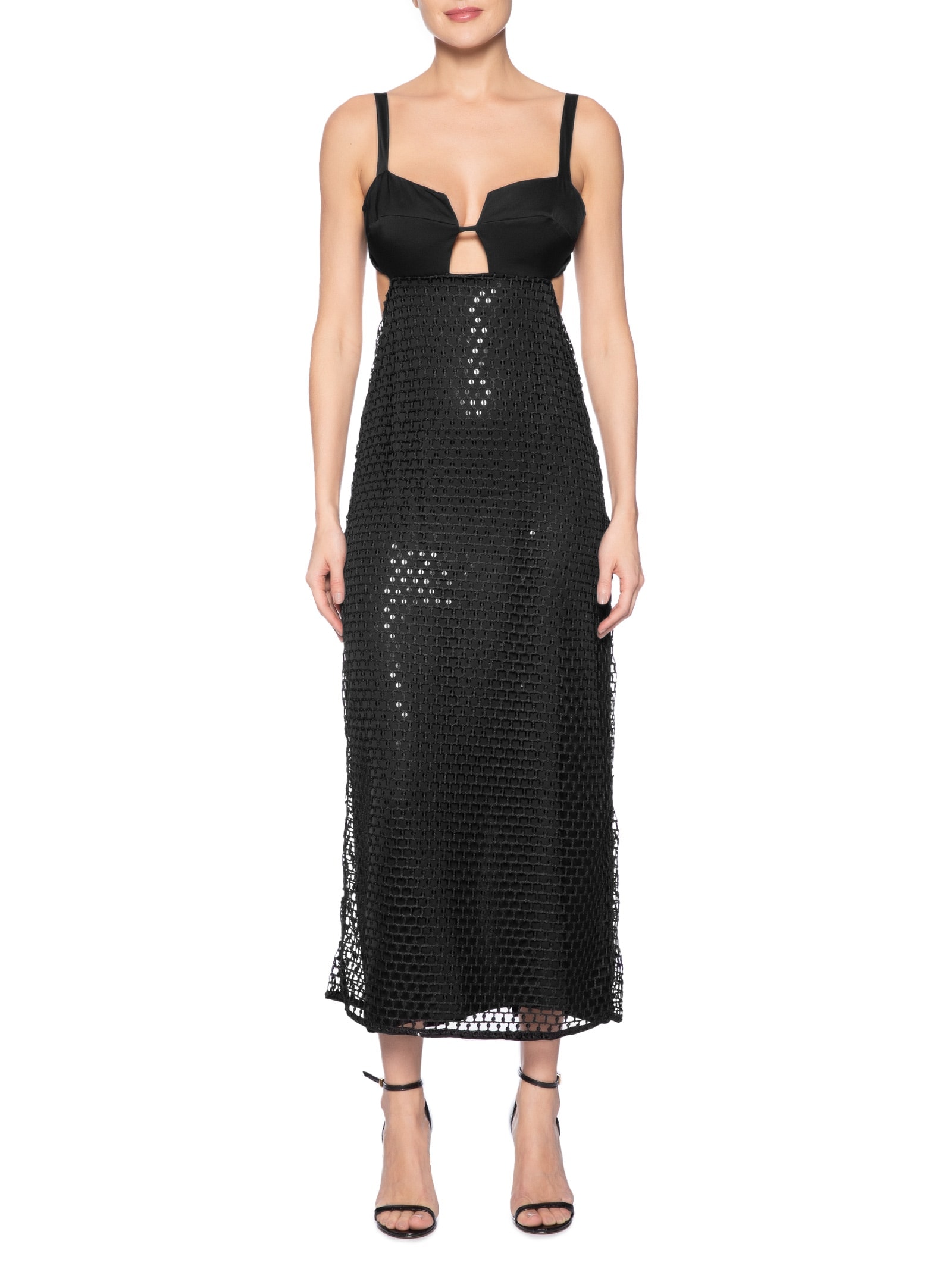 Vestido Midi Paetê Preto Forum