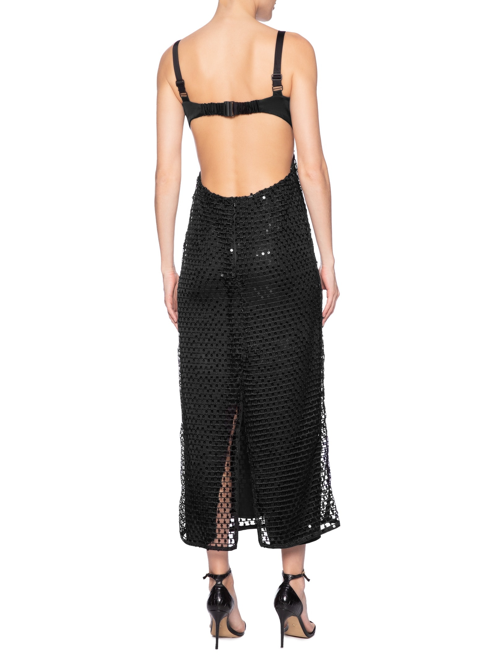 Vestido Midi Paetê Preto Forum