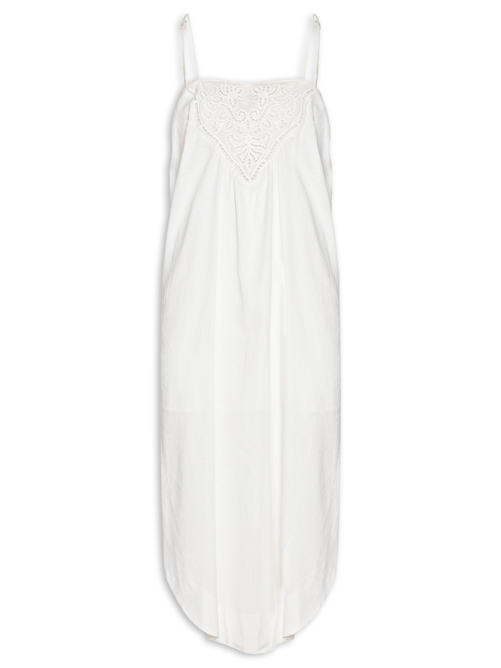 Vestido Midi Pala Bordado Ivy Branco Maria Filó