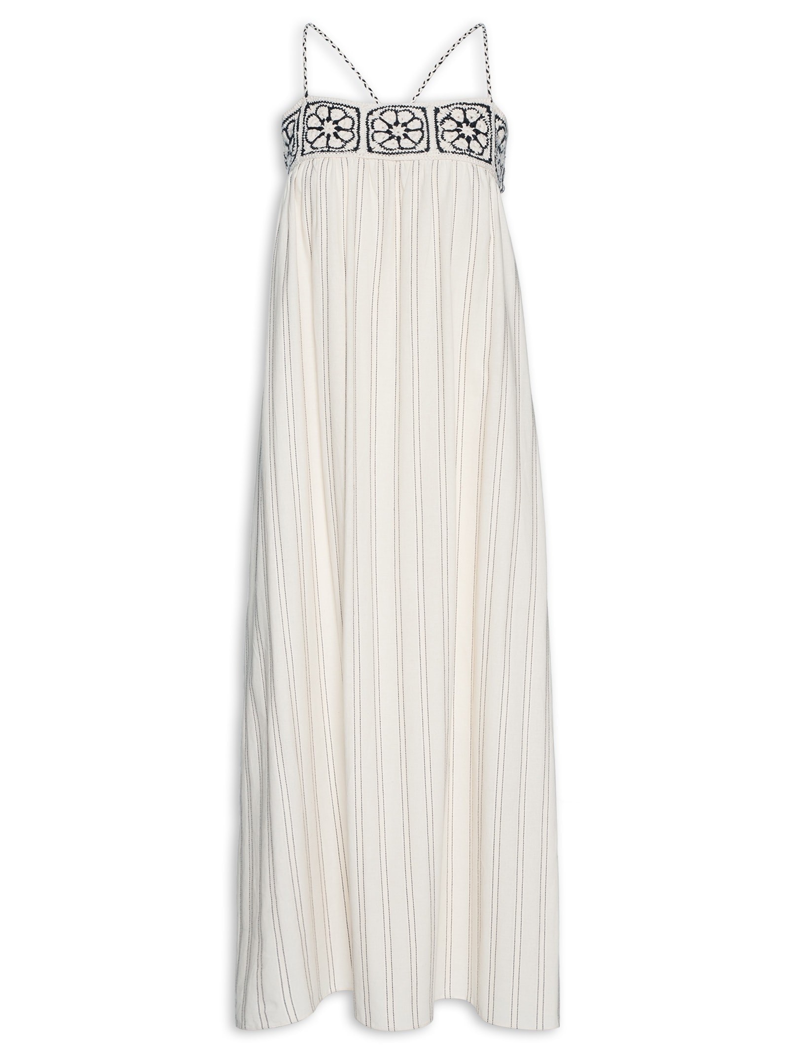 Vestido Midi Pala De Crochet Bege Dress To