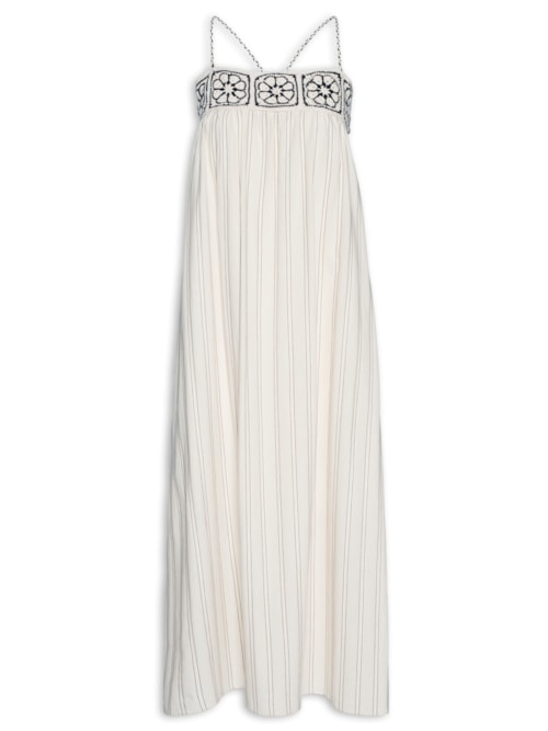 Vestido Midi Pala De Crochet – Bege