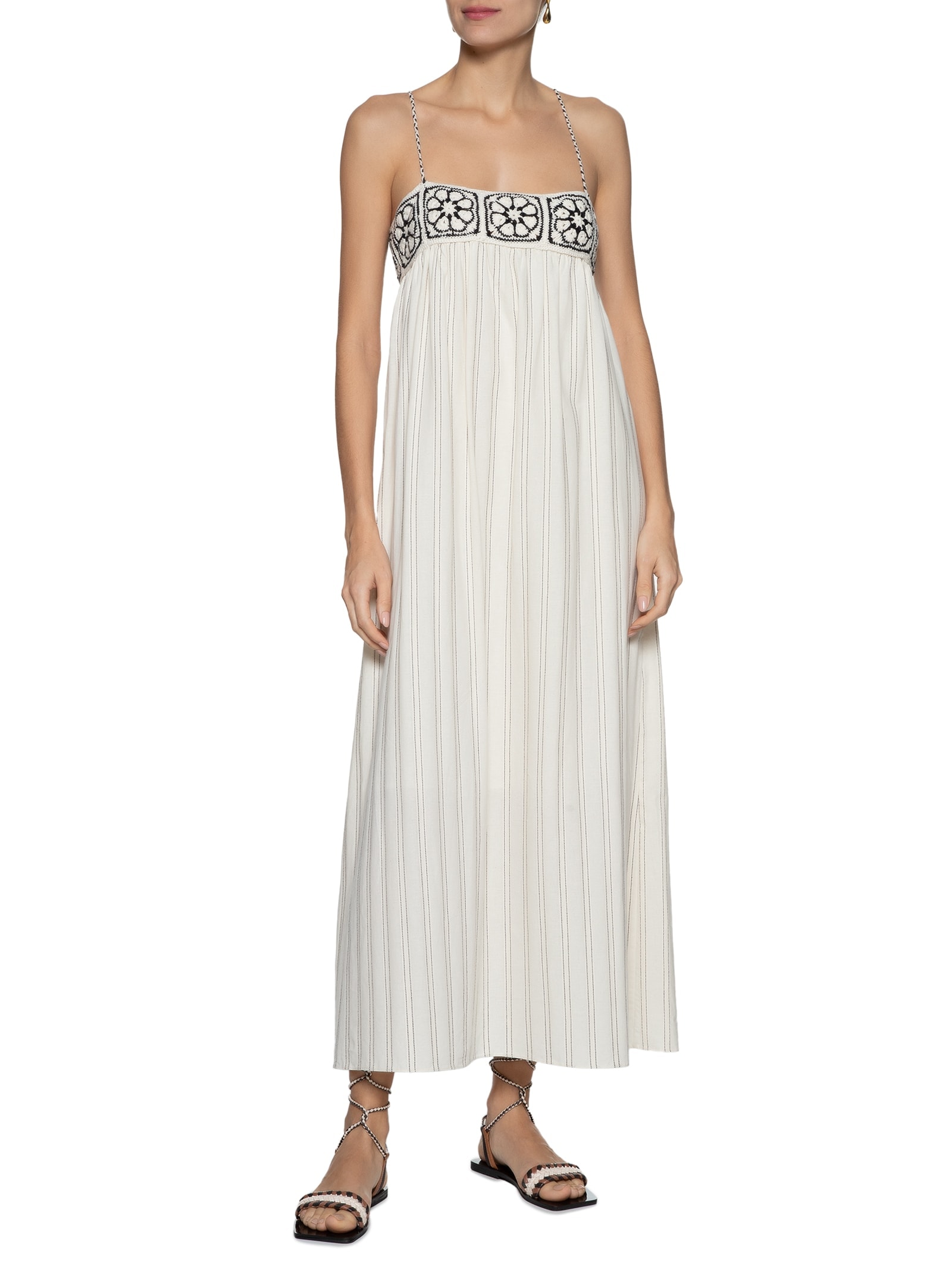 Vestido Midi Pala De Crochet Bege Dress To