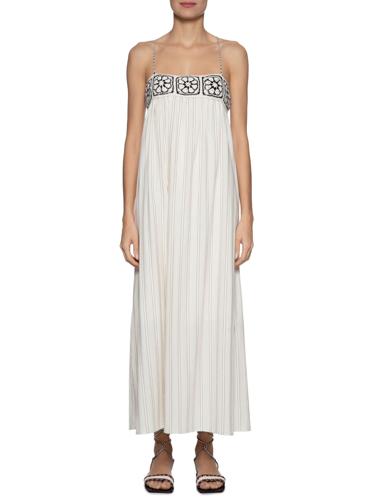 Vestido Midi Pala De Crochet Bege Dress To