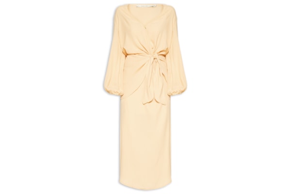 Vestido Midi Pala Faixa - Bege