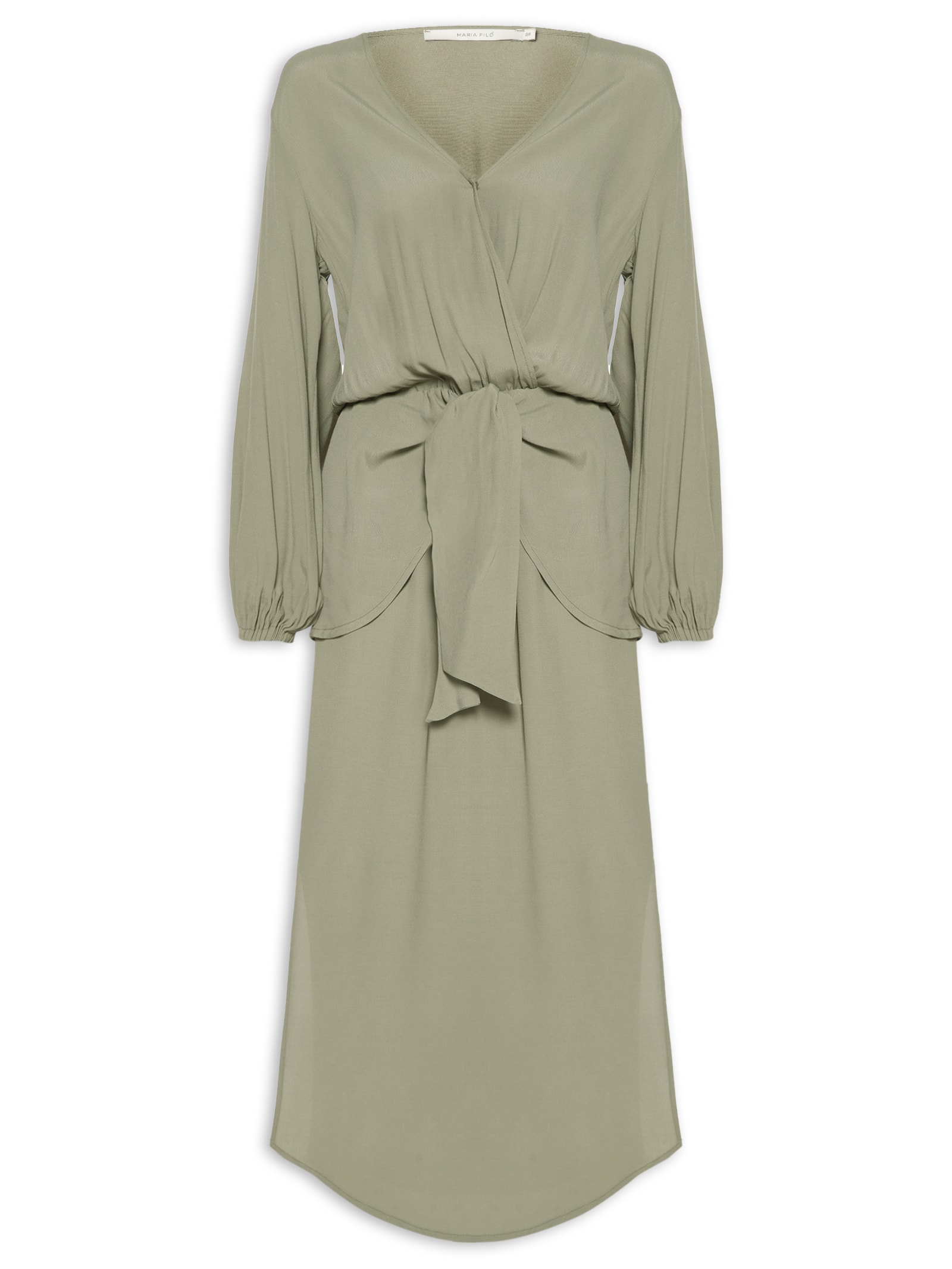 Vestido Midi Pala Faixa Verde Maria Filó