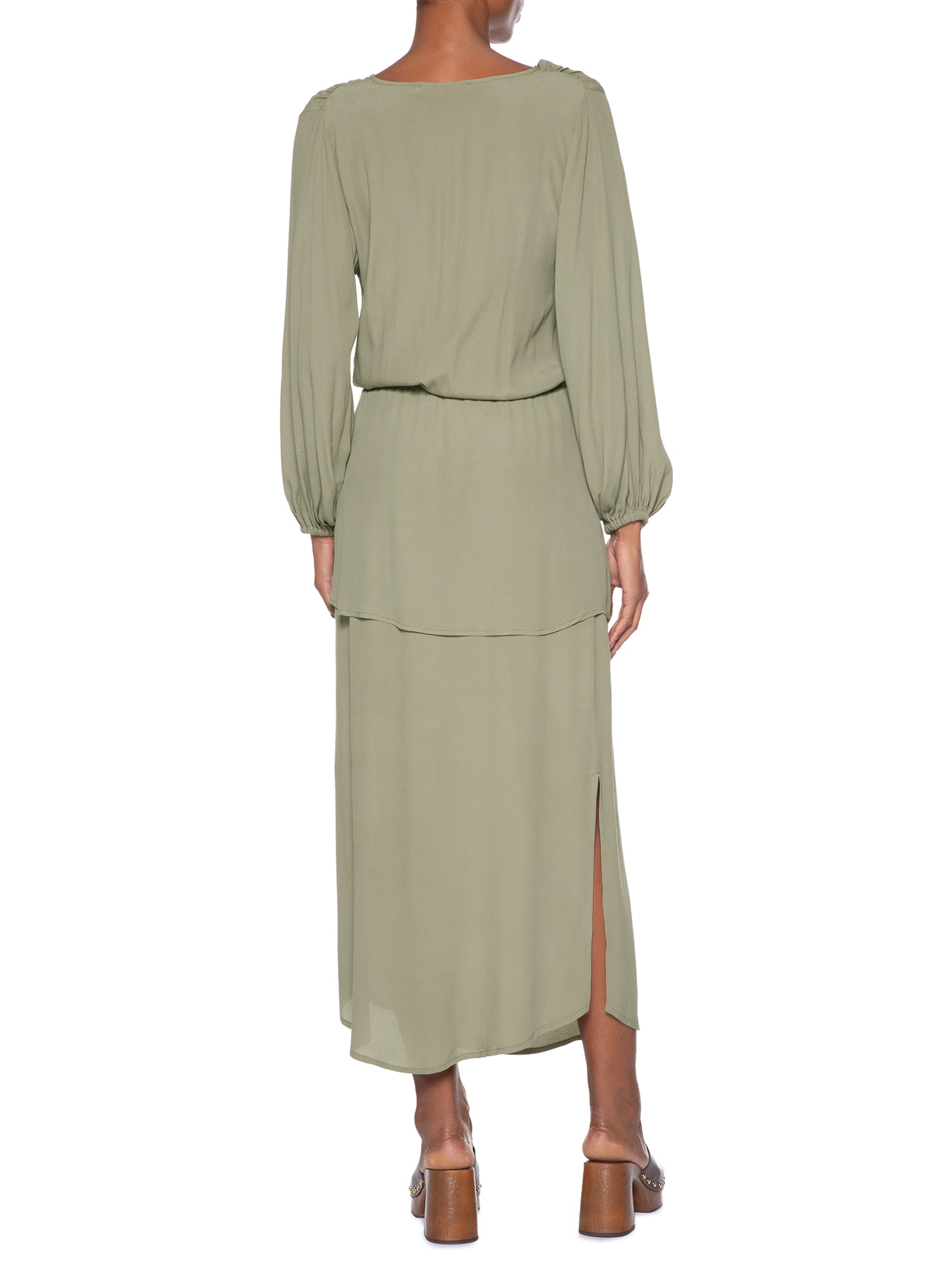 Vestido Midi Pala Faixa Verde Maria Filó