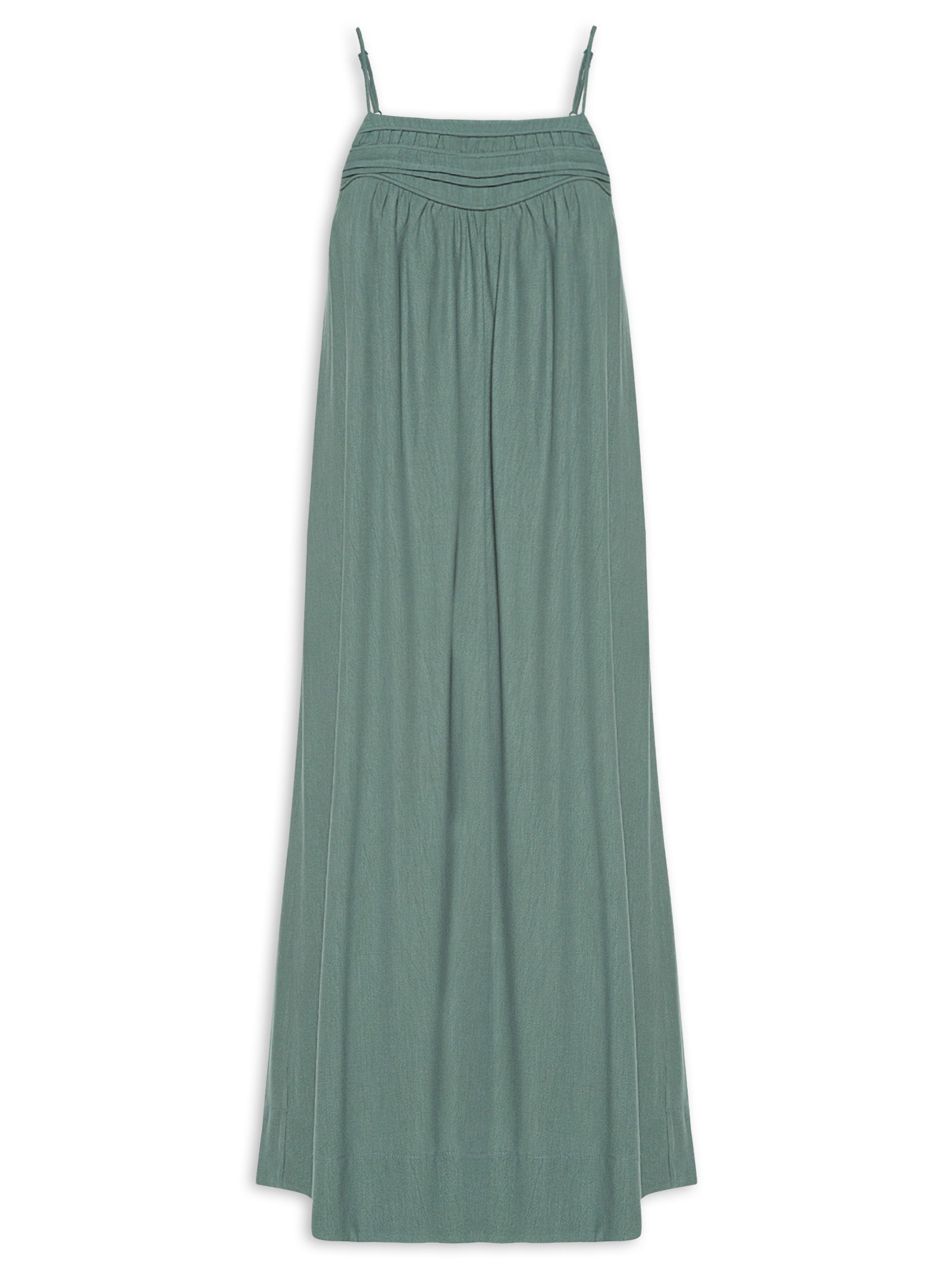 Vestido Midi Pala Pregas Verde Maria Filó