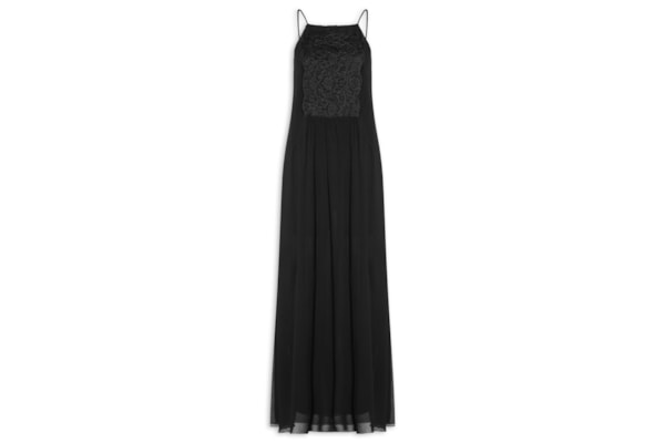 Vestido Midi Pala Renda - Preto