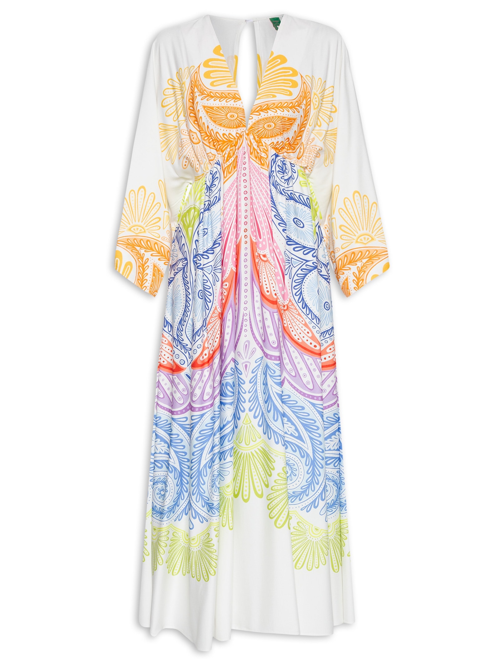 Vestido Midi Papillon Multicolorido Azul Farm