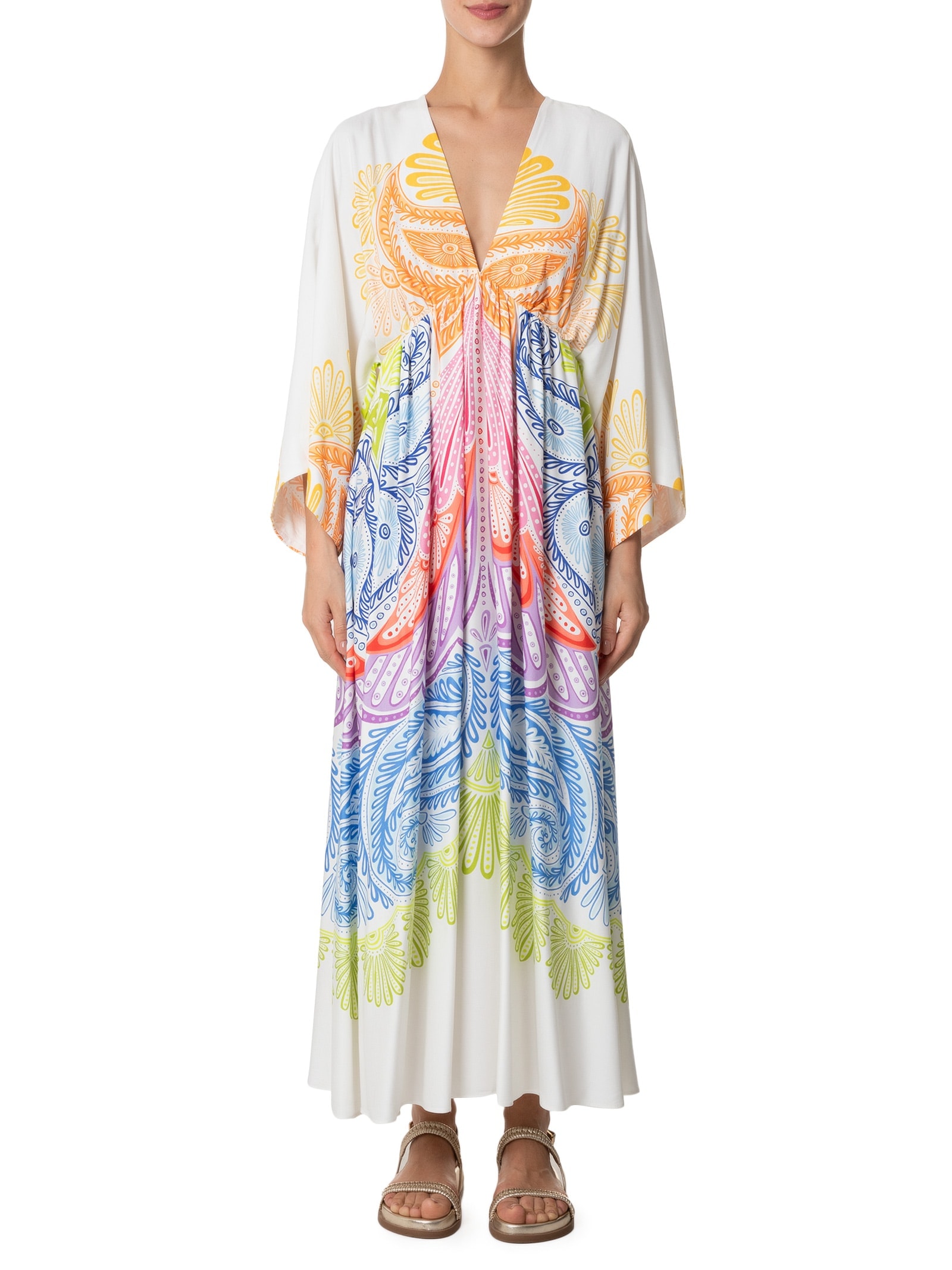 Vestido Midi Papillon Multicolorido Azul Farm