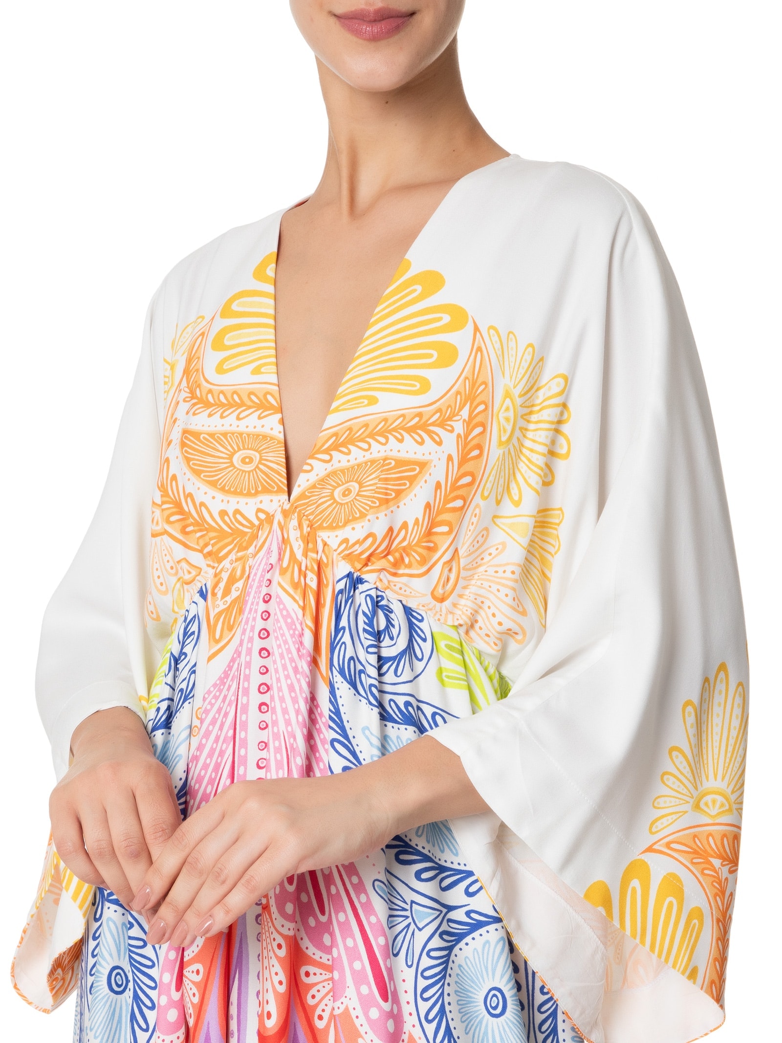 Vestido Midi Papillon Multicolorido Azul Farm