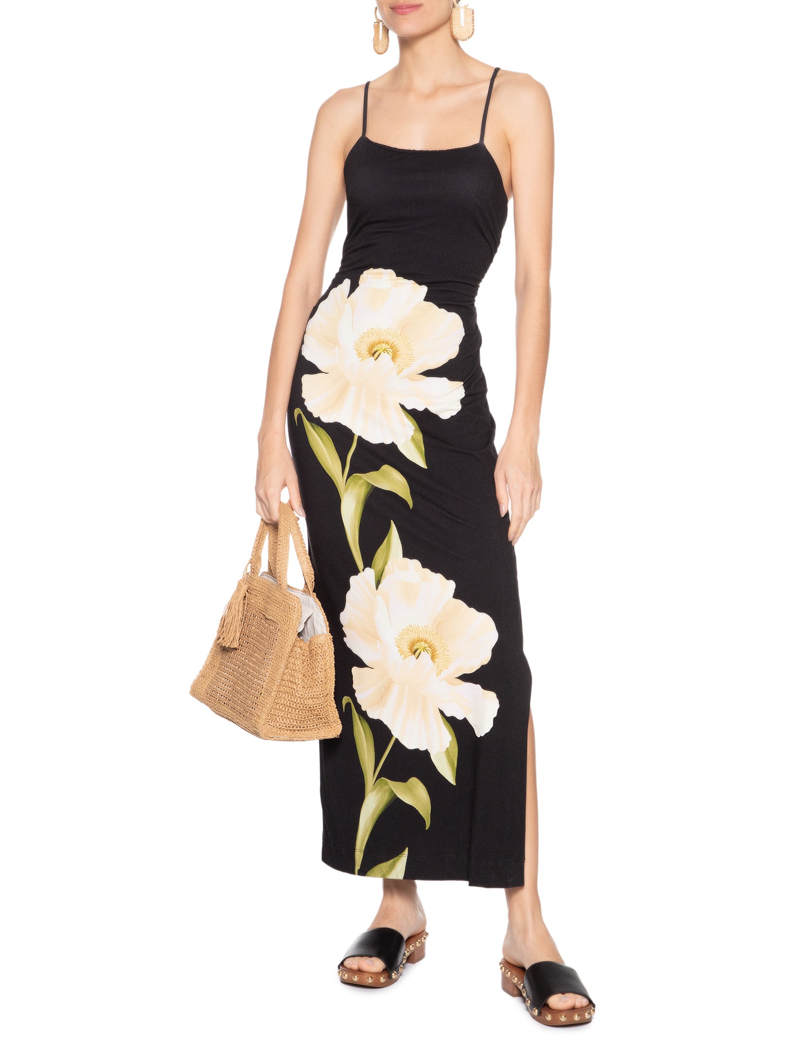 Vestido Midi Papoula Preto Farm