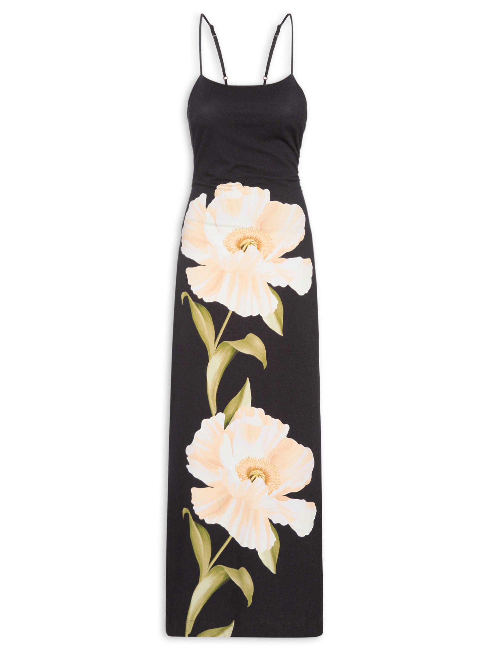 Vestido Midi Papoula Preto Farm