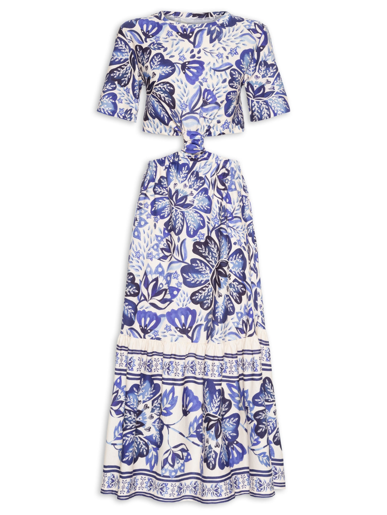 Vestido Midi Paraiso De Flor Azul Farm