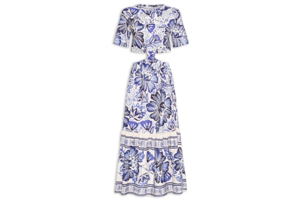 Vestido Midi Paraiso De Flor - Azul