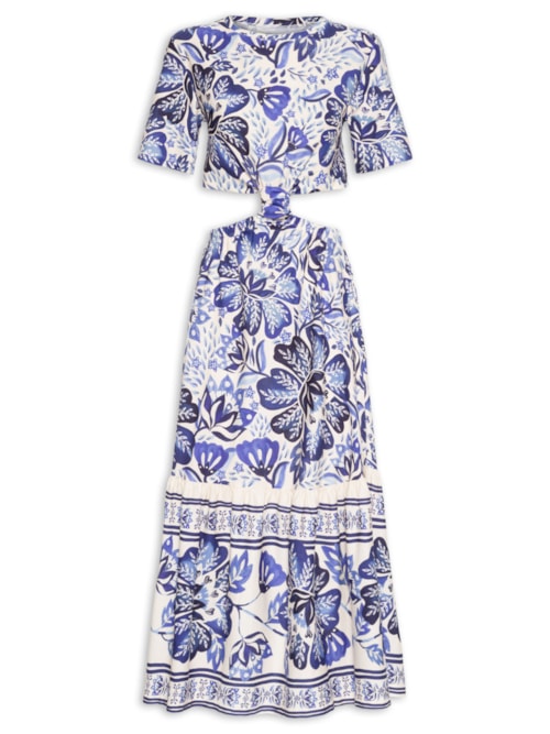 Vestido Midi Paraiso De Flor – Azul